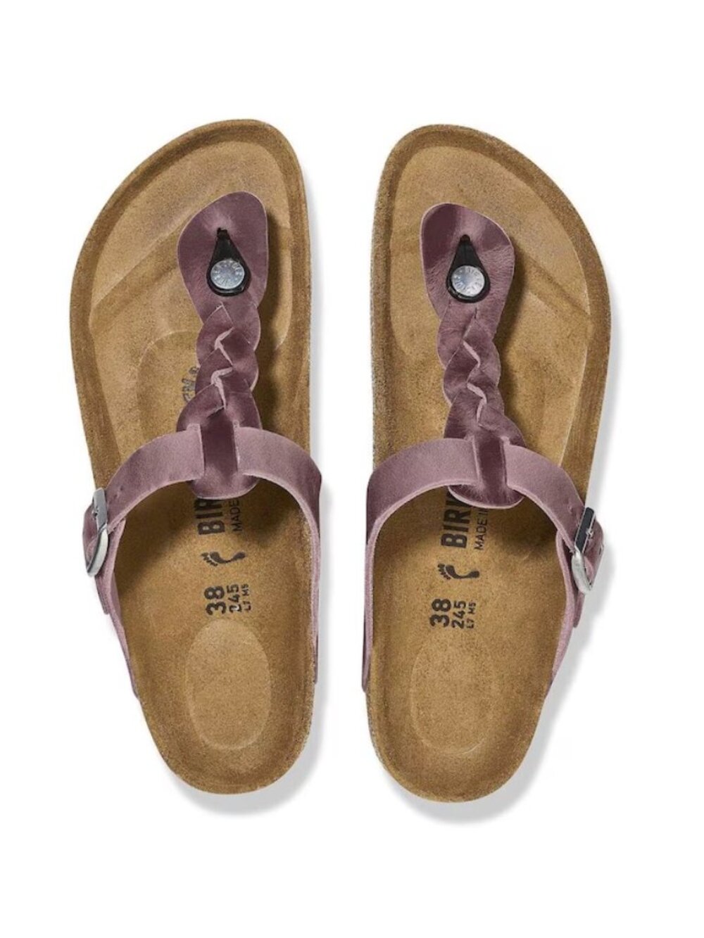 Birkenstock Gizeh Braided Oiled Leather Sandals in Lavender Size 38 NEW - Picture 4 of 10